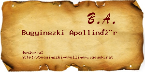 Bugyinszki Apollinár névjegykártya